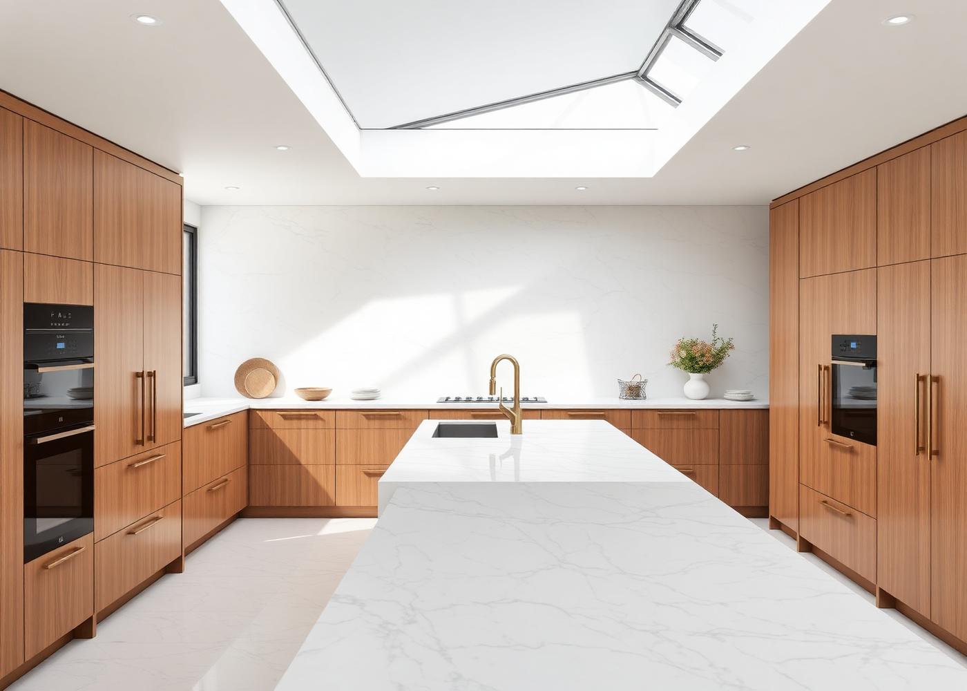 Photorealistic minimalist kitchen interior